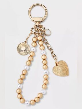 NWT Gold Beaded Heart Bag Charm - A New Day